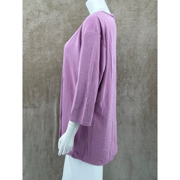 Segments Top Women Plus XXL Purple Essentials V-Neck Textured 3/4 Sleeves Canada - Picture 4 of 8
